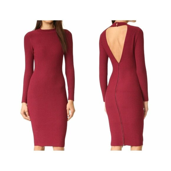 Rebecca Minkoff Dresses & Skirts - NWT Rebecca Minkoff Magri in Wine Ribbed Knit Cutout Zip Back Dress L $228